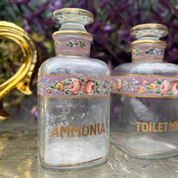 VTG Ammonia, Listerine, and Toilet Water Floral Vanity Bottles - Picture 4 of 12